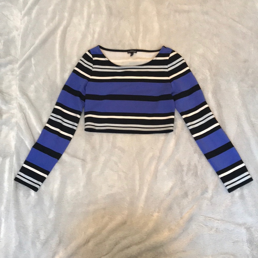 🆑 Express crop top blue black white long 💙🖤